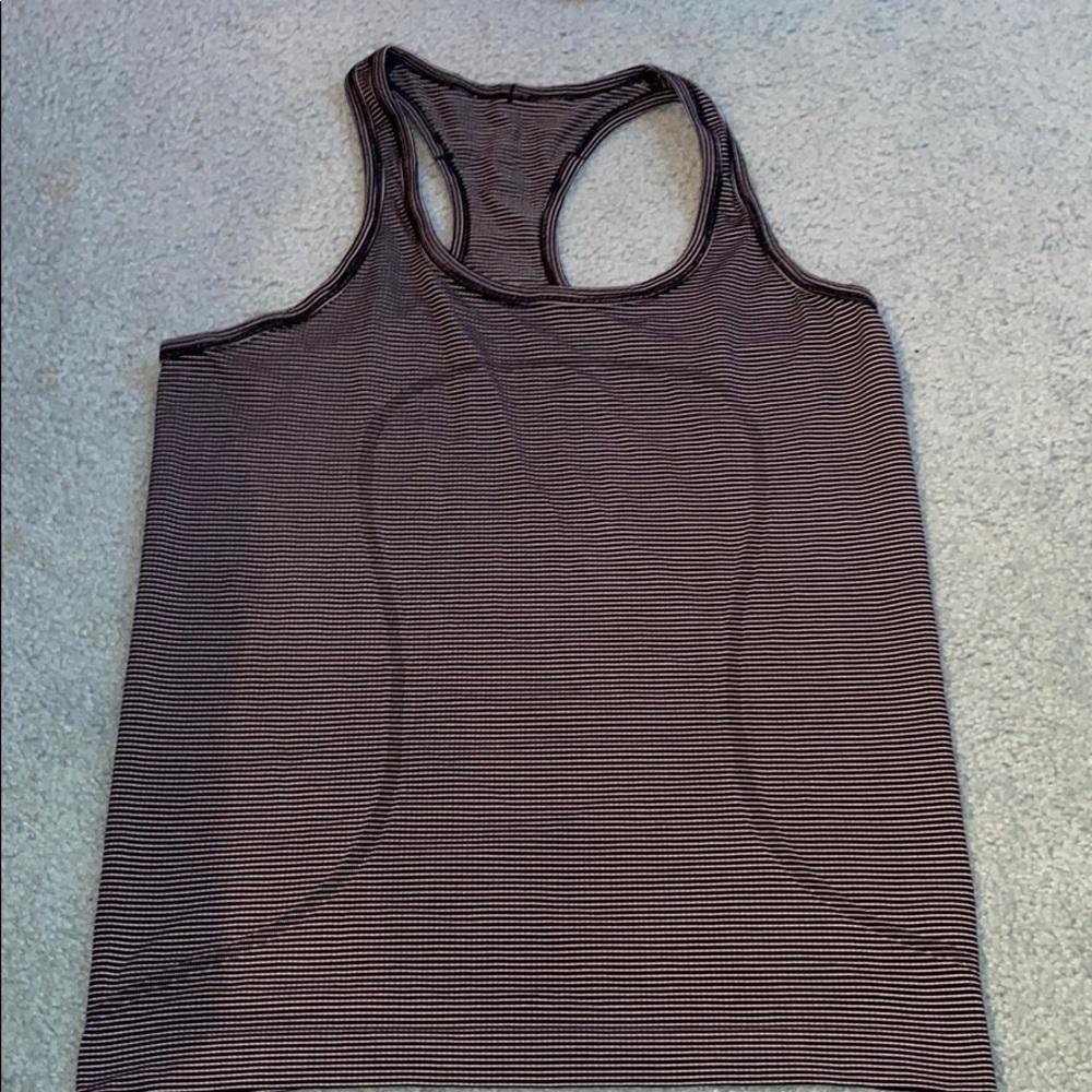 lululemon athletica Black and White Striped Racerback Tank Top